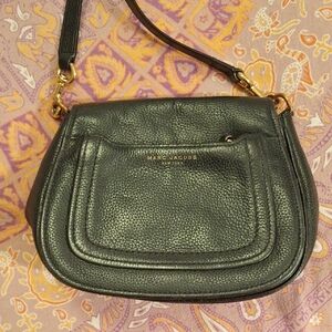 Marc Jacobs Black Leather Crossbody Bag Empire City With Gold Hardware